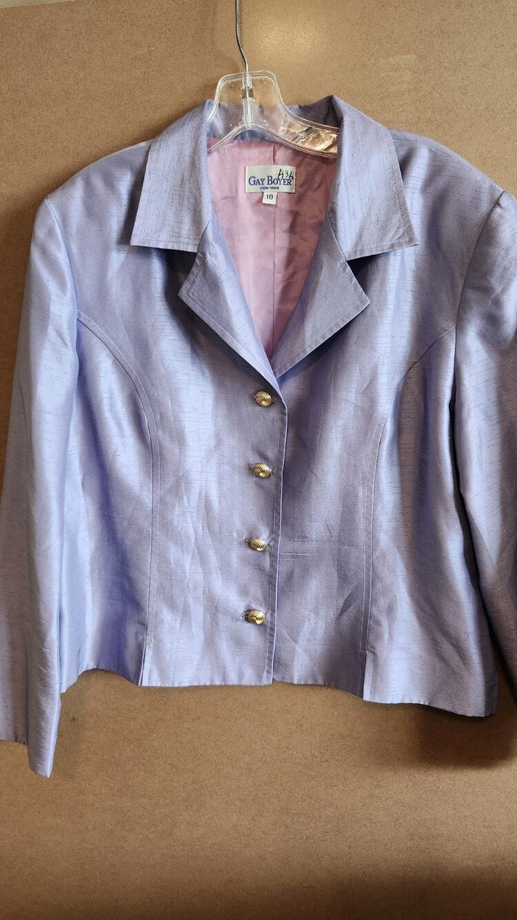 VTG Gay Boyer New York Lavender Blazer Jacket Women's Size 18 Purple Shimmer J44